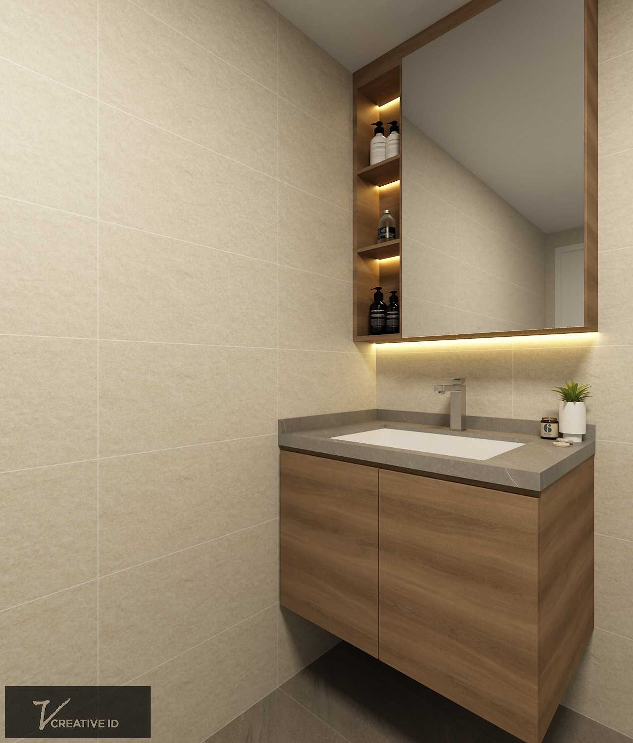Modern Bathroom with Countertop and Granite Floor