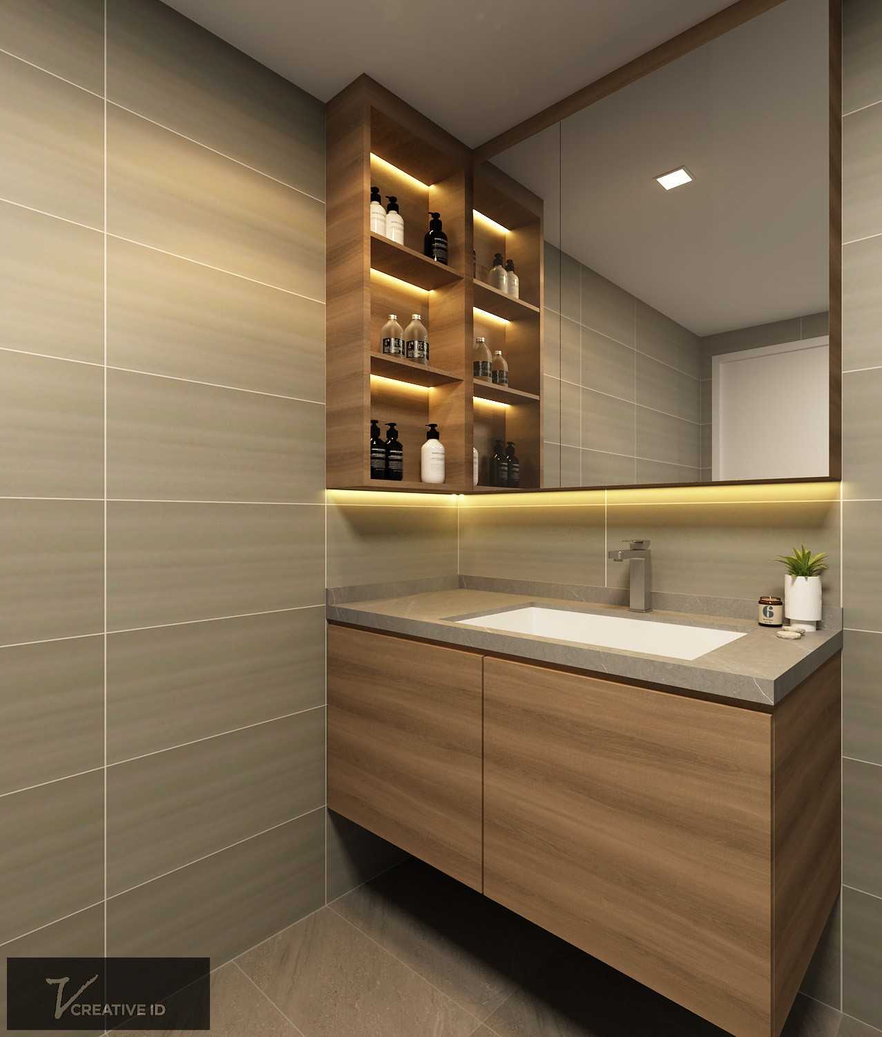 Modern Bathroom with Countertop and Granite Floor
