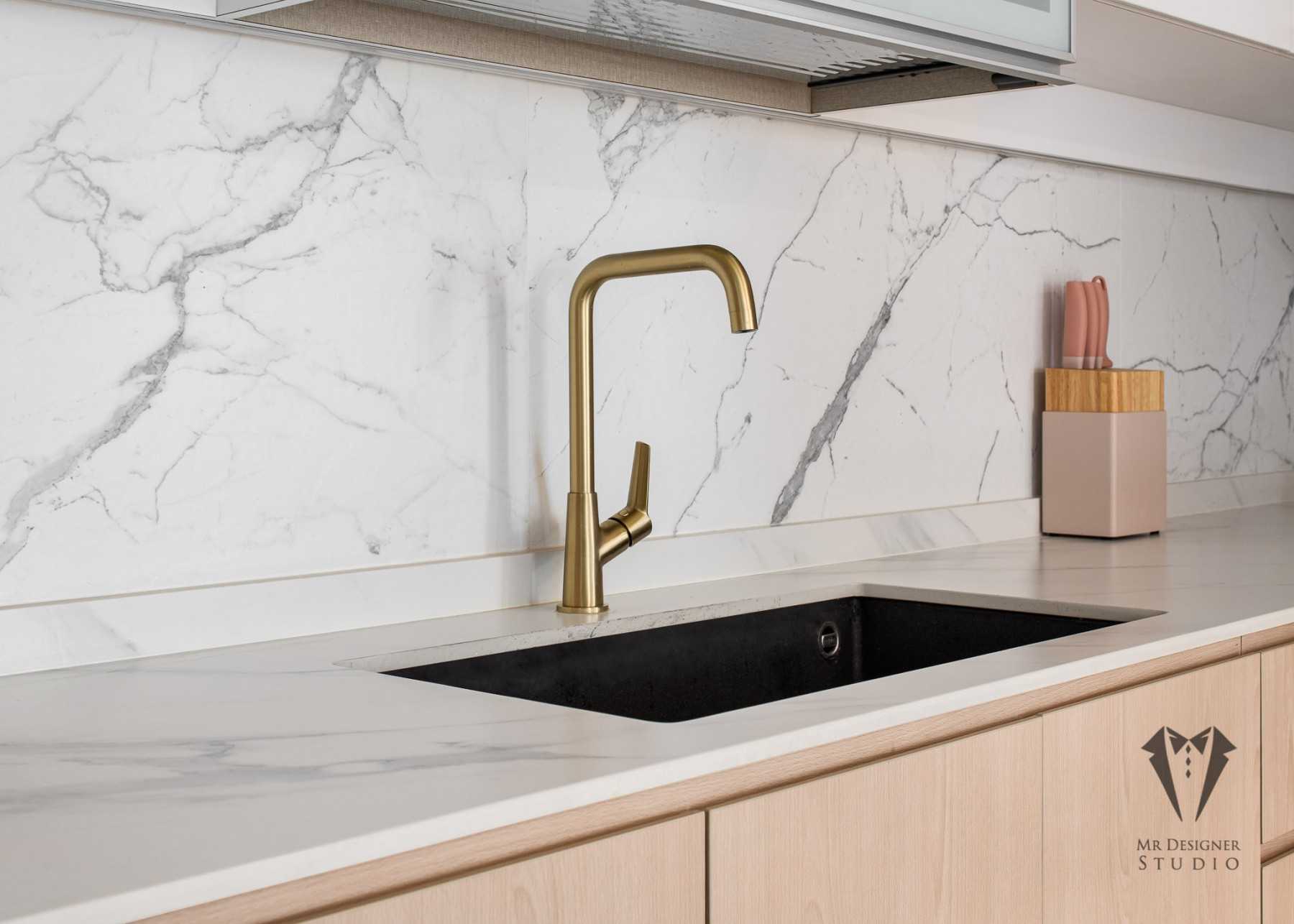 Modern Kitchen with Countertop and Kitchen Cabinets