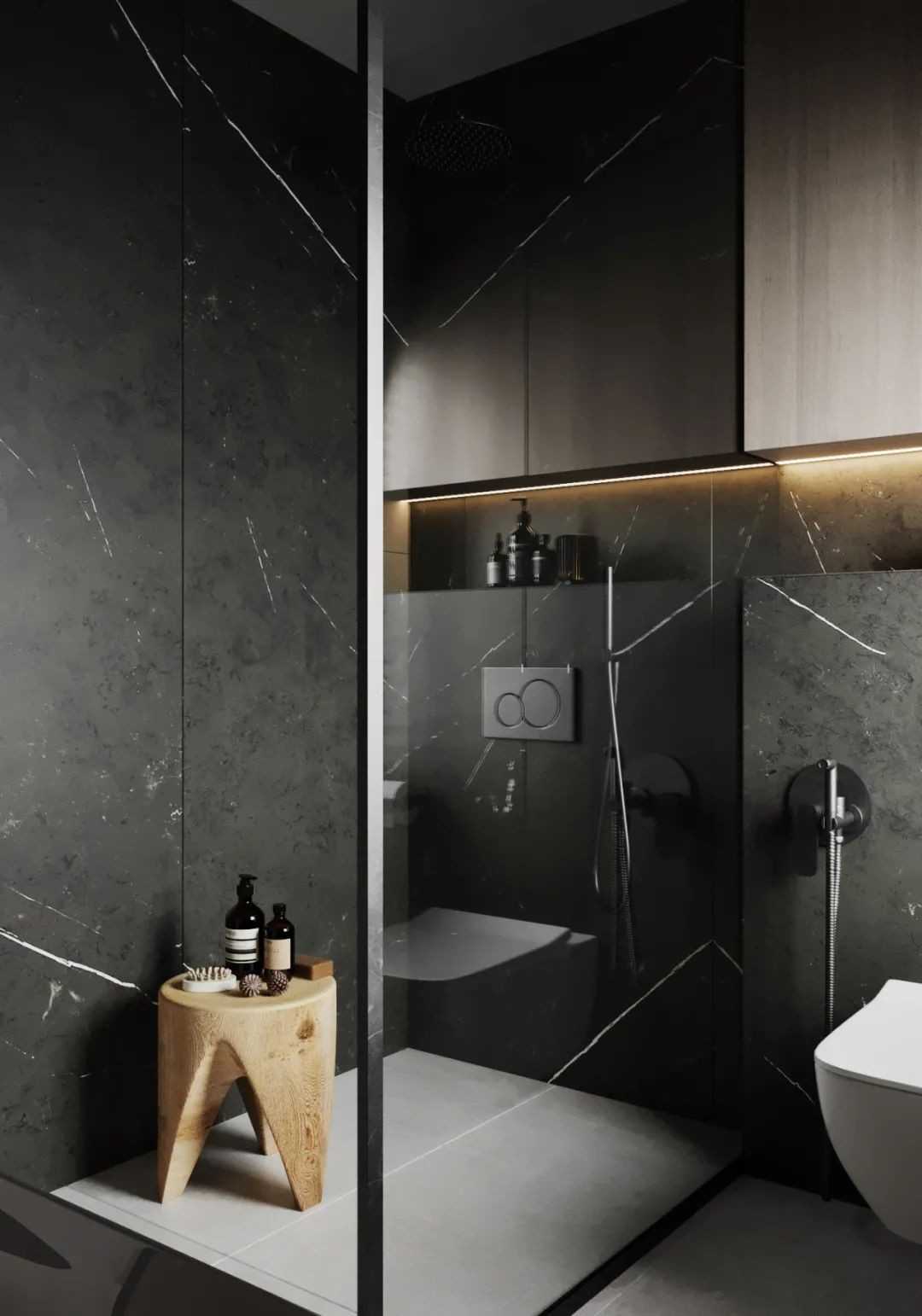 Contemporary Bathroom with Homogeneous Tiles and Mirror