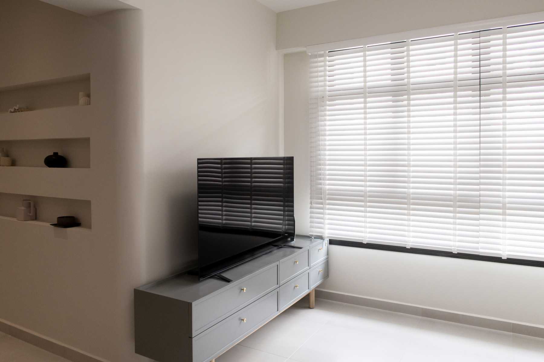 Scandinavian Living Room with TV Console and Display Cabinets