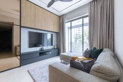 Contemporary Living Room at 9 Forestwood Condominium