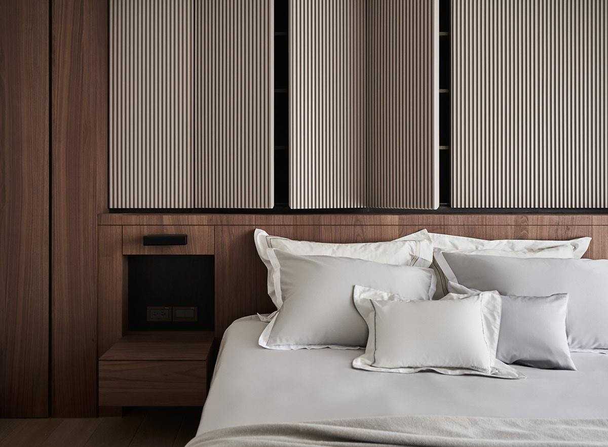 Contemporary Bedroom with Wood Flooring and Wardrobe