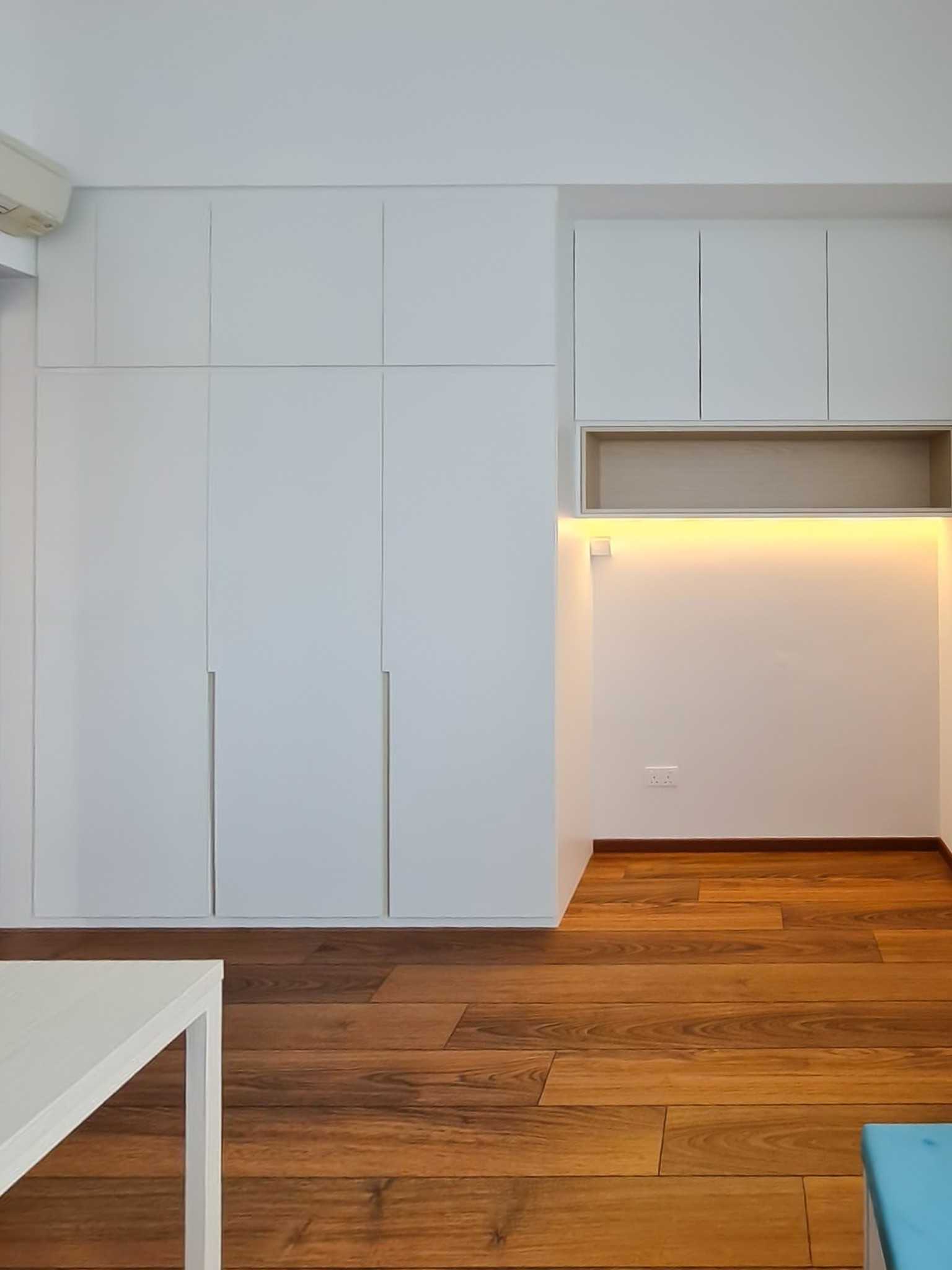 Scandinavian Study with Wardrobe and Paintings