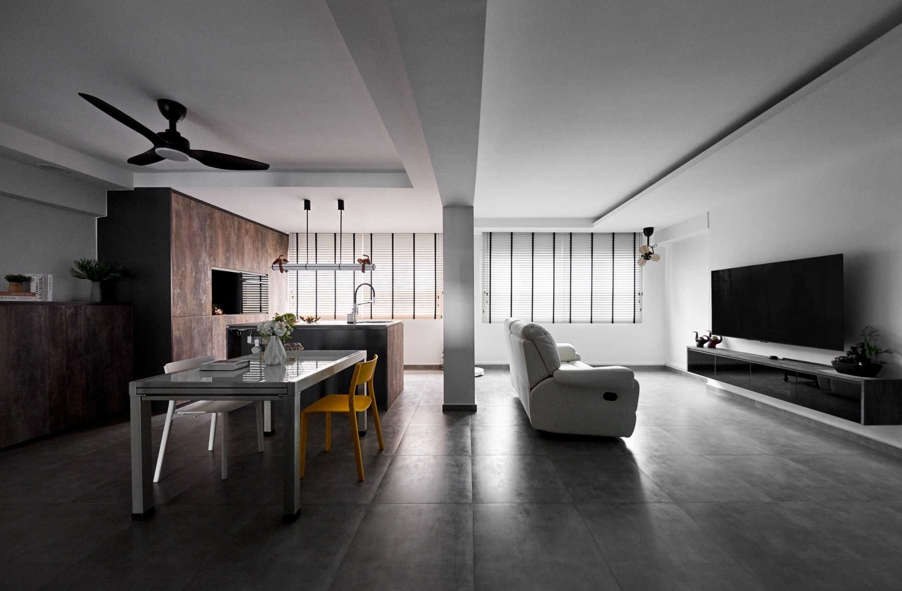 Contemporary Living Room with TV Console and Sofa
