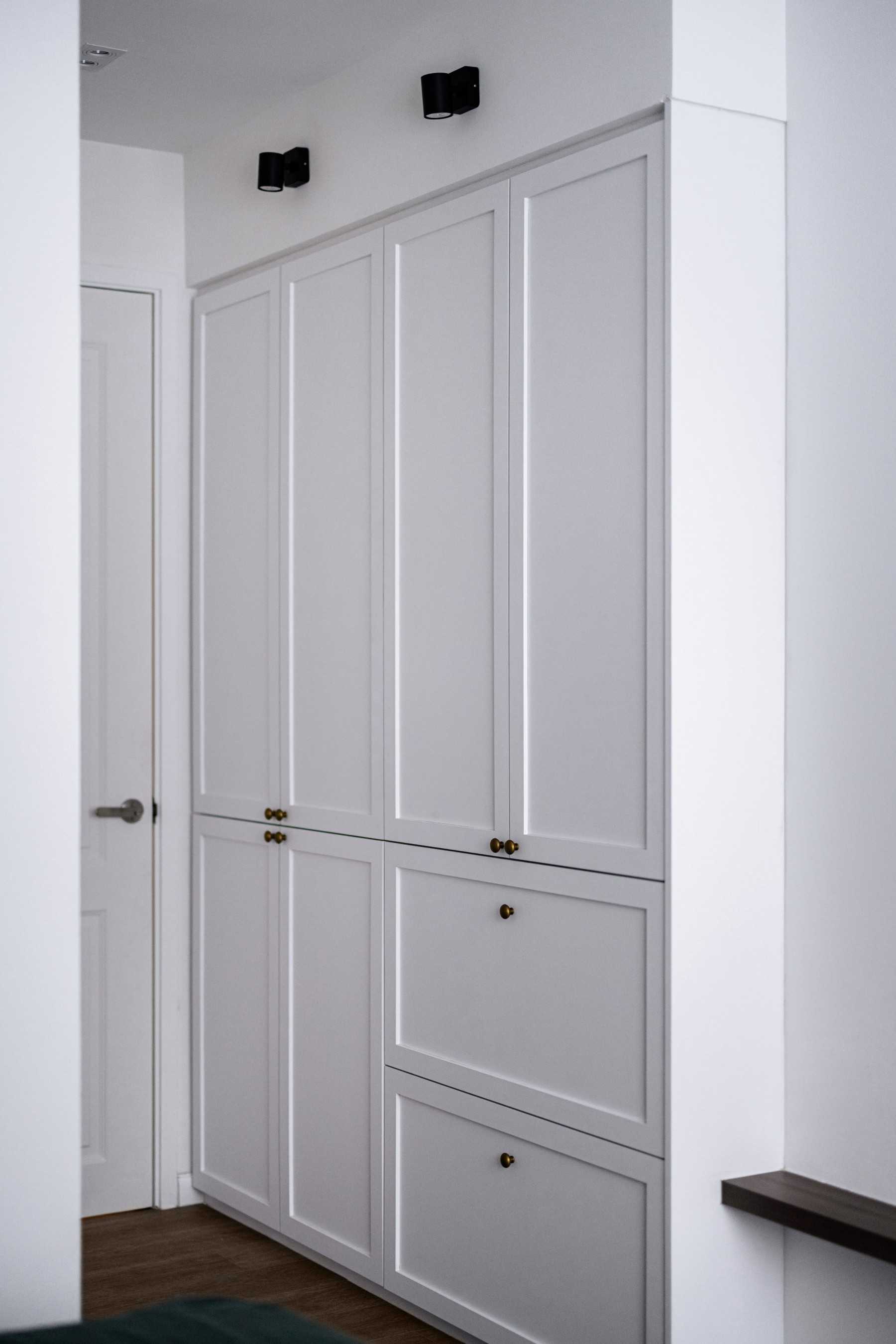 Modern Bedroom with Wood Flooring and Wardrobe