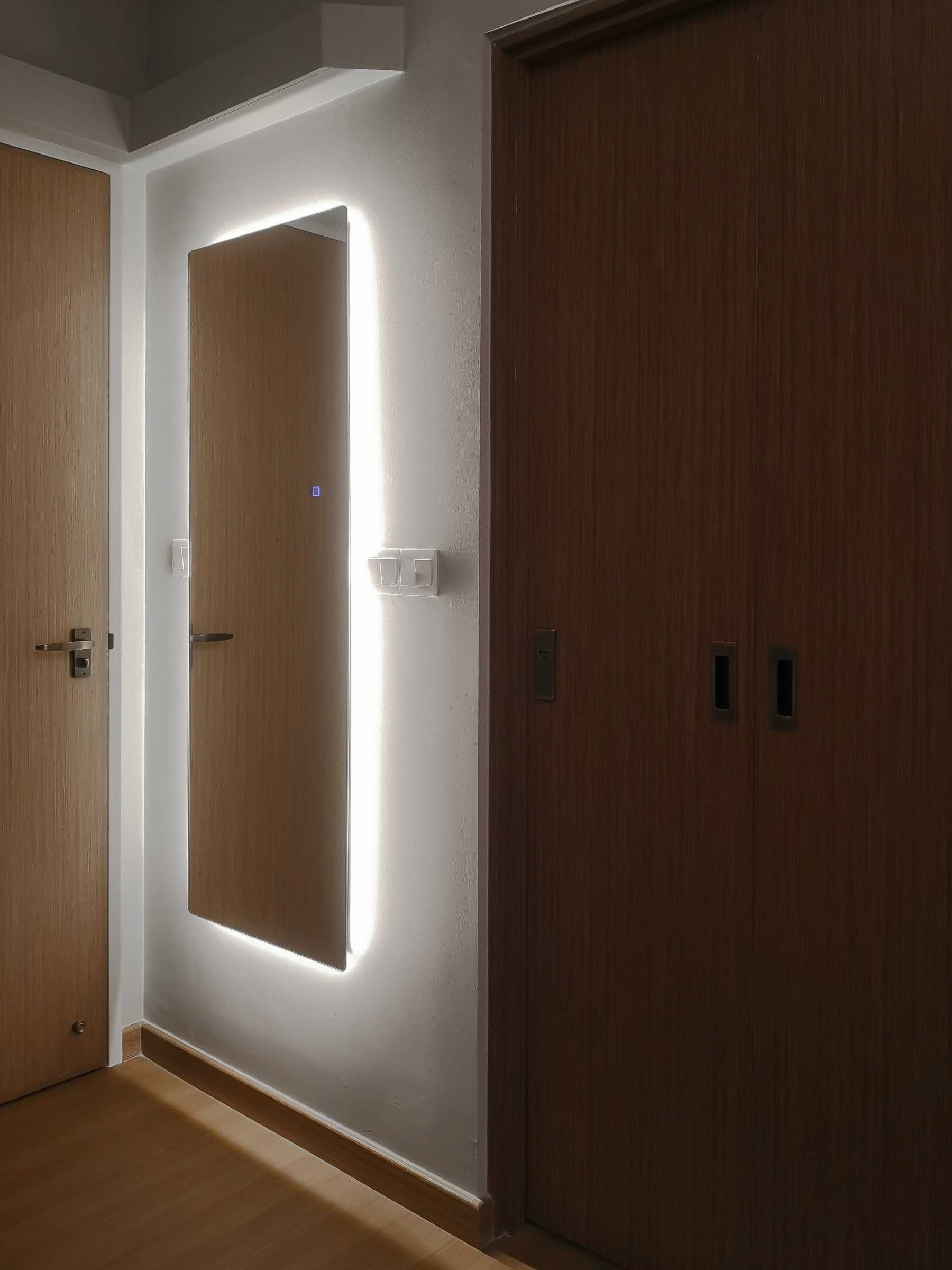 Scandinavian Bedroom with Mirror and Wardrobe