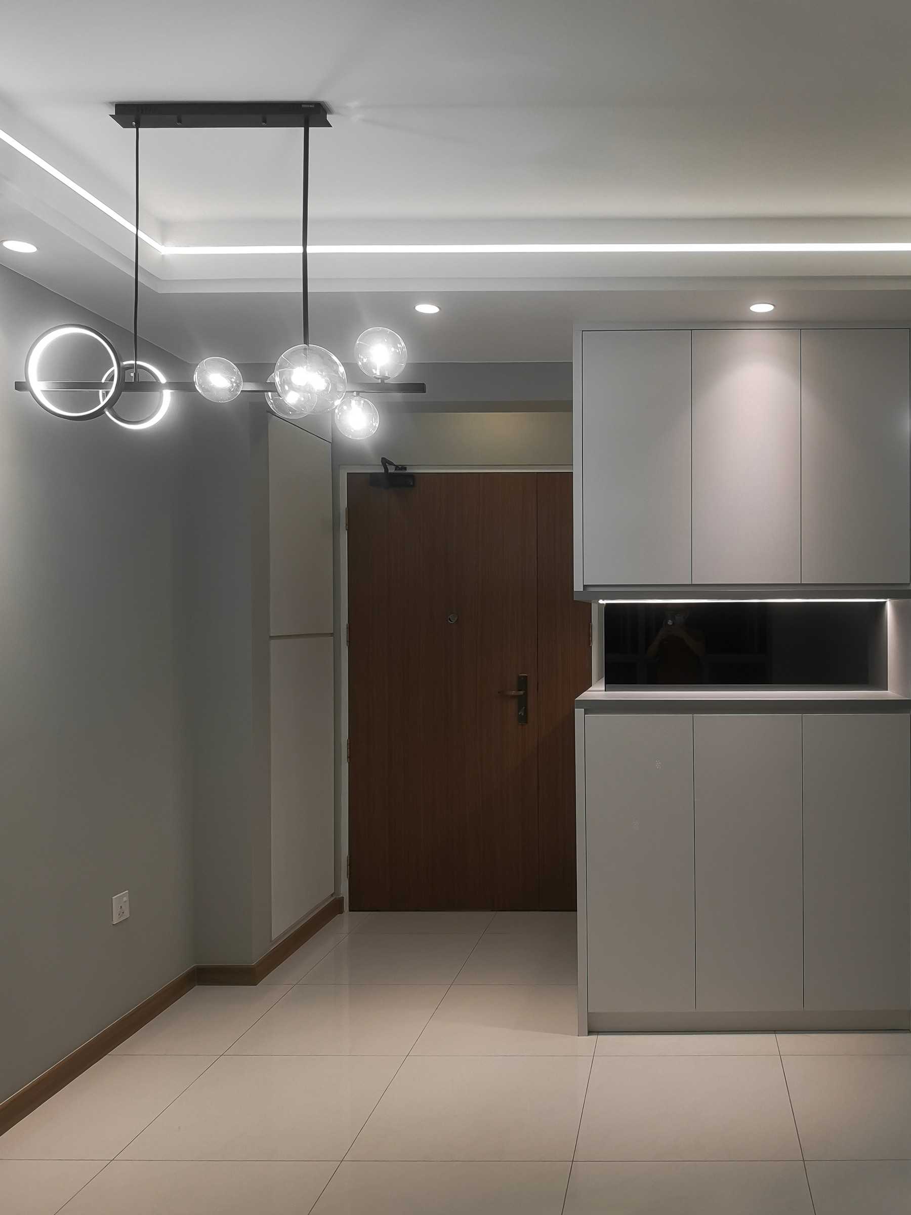 Scandinavian Living Room with Storage Cabinets and Display Cabinets
