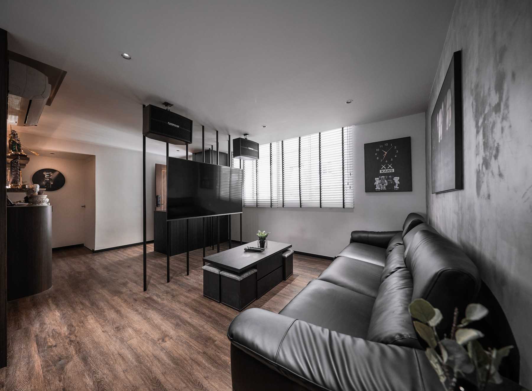 Contemporary Living Room with Ceiling Light and Sofa