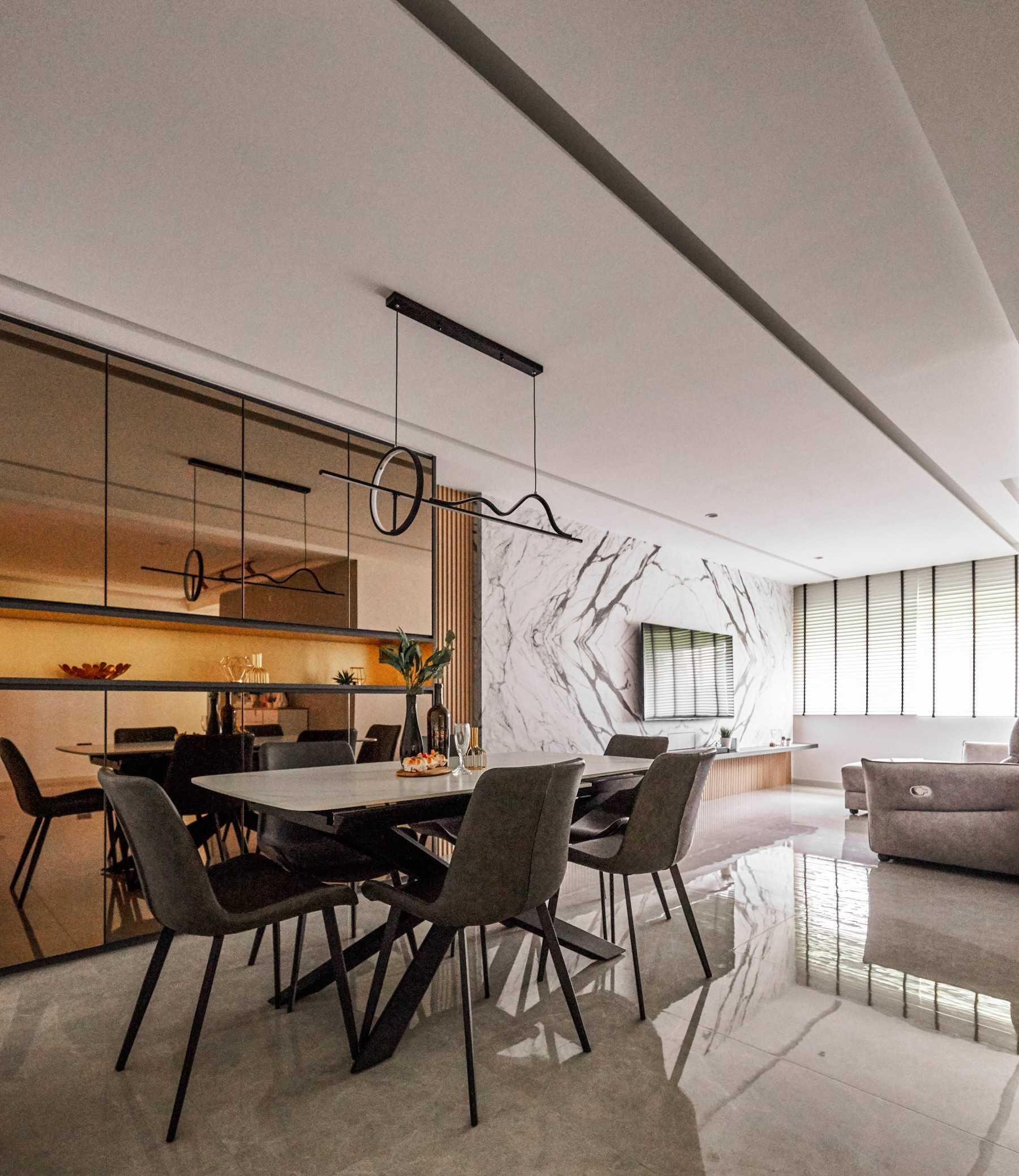 Contemporary Living Room with Ceiling Light and Sofa