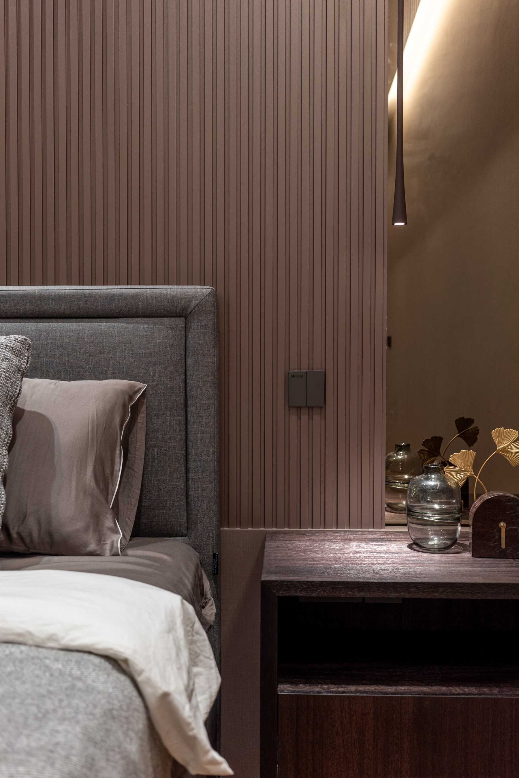 Contemporary Bedroom with Built-in Bed and Bedside Table