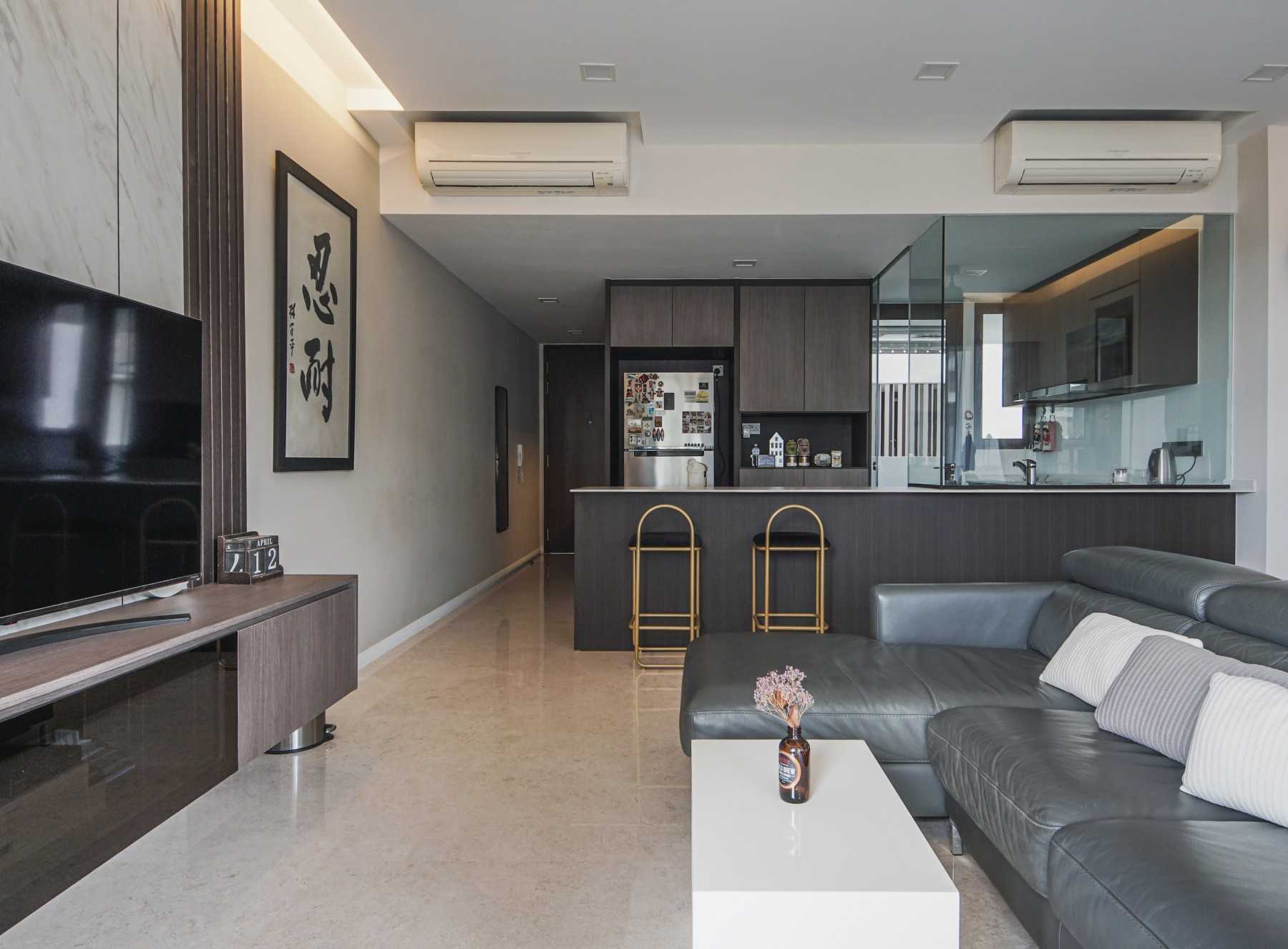 Modern Living Room with TV Console and Feature Wall