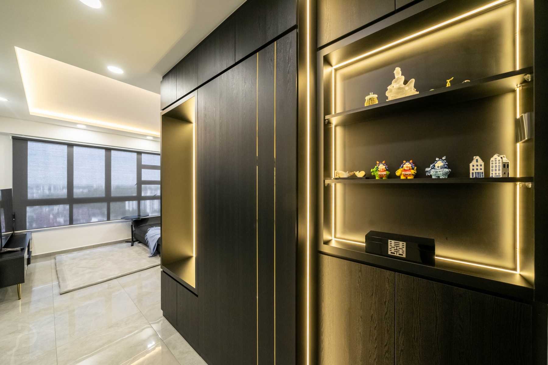 Contemporary Entryway with Mirror and Shoe Rack