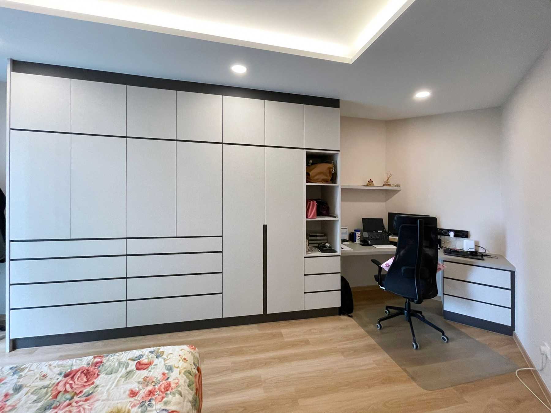 Scandinavian Bedroom with Wardrobe and Bedroom Dresser