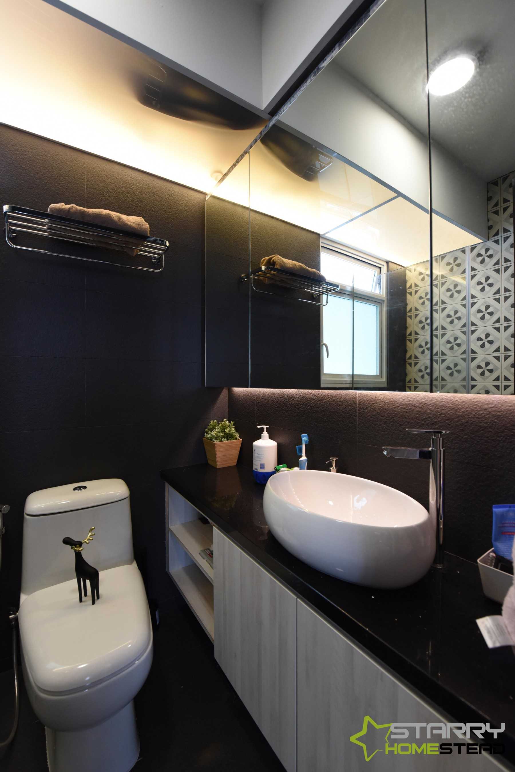 Scandinavian Bathroom with Mirror and Vanity Counter