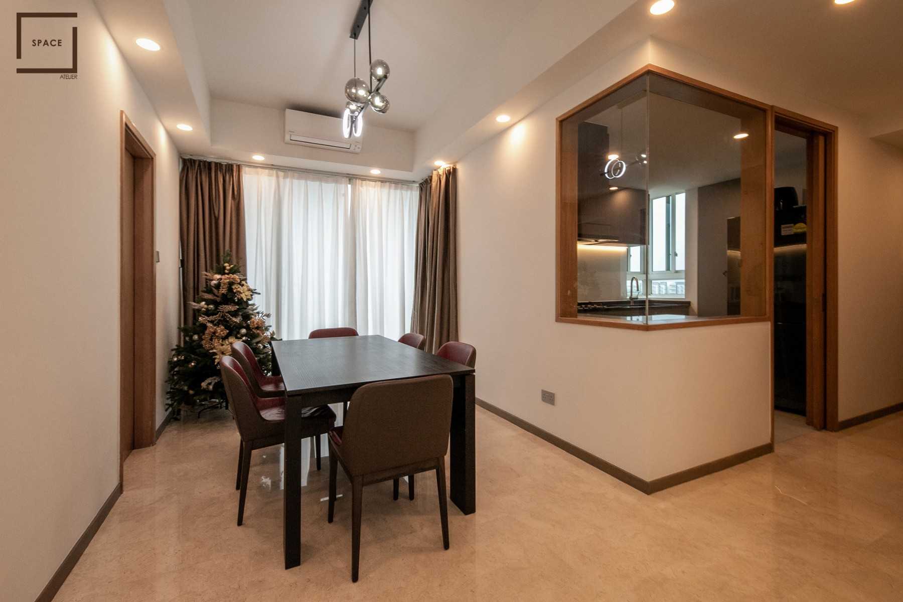 Modern Dining Room with Drop Light and Dining Table