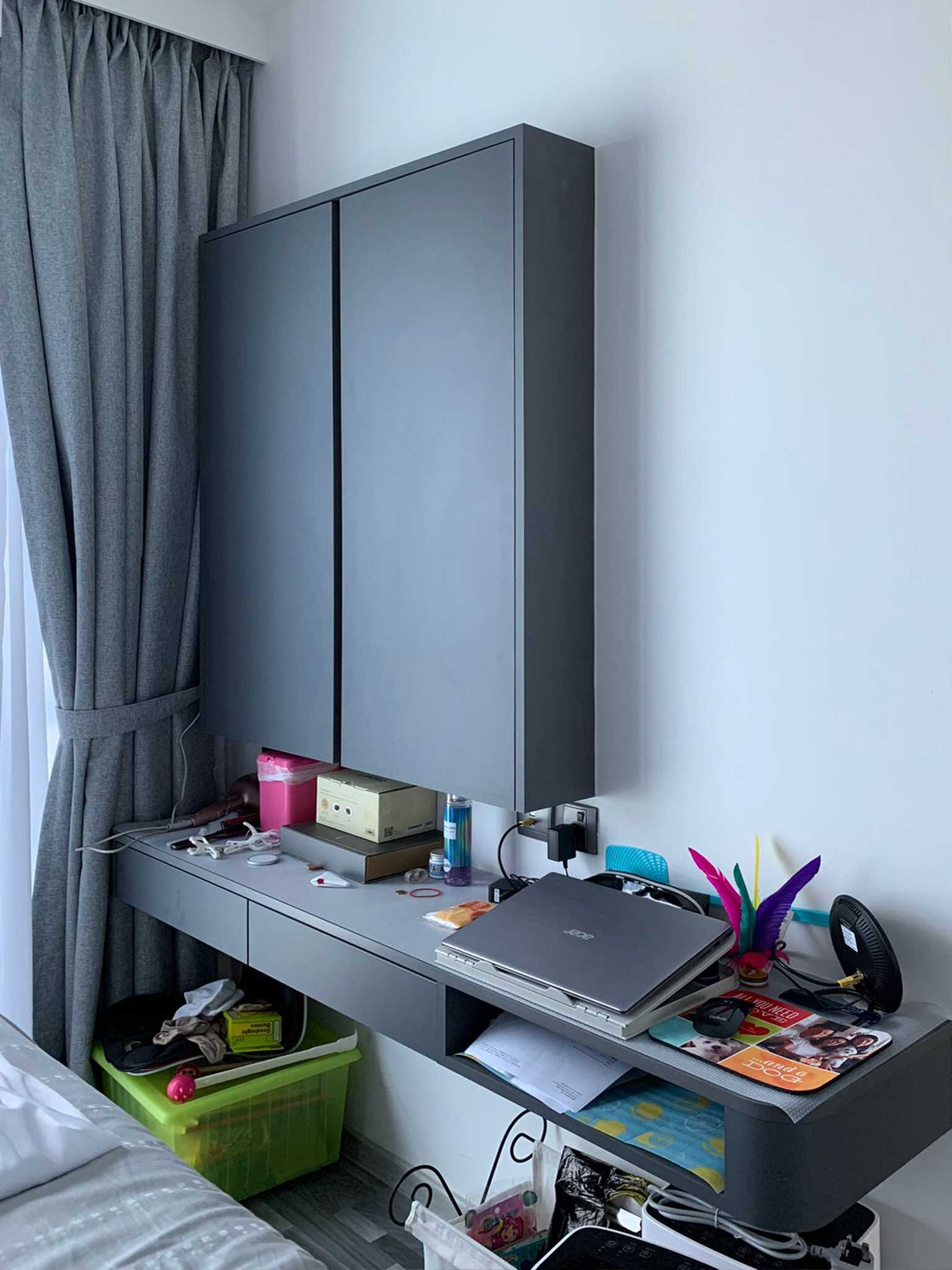 Scandinavian Bedroom with Window Grille and Bedroom Dresser