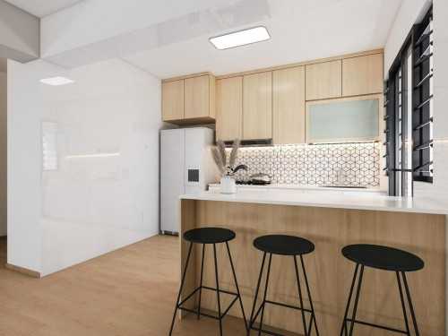Minimalist Kitchen at Minimalist Theme for 3 room BTO HDB