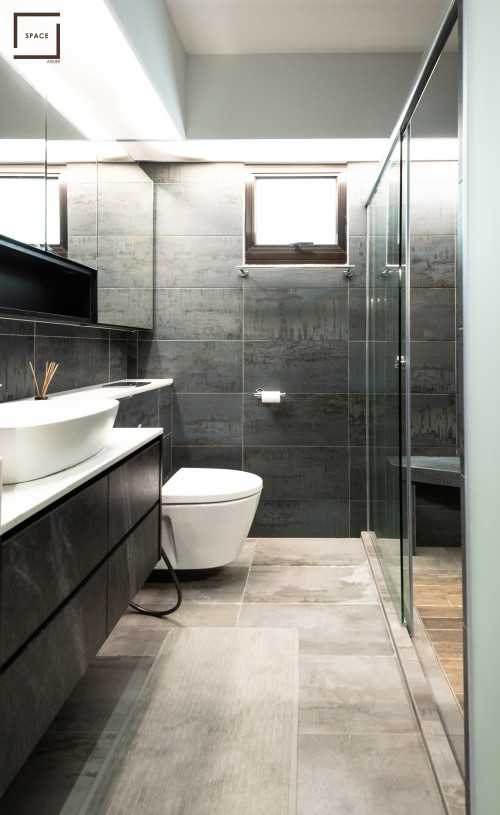 Contemporary Bathroom at 3 Gen BTO @  Bidadari Park Drive