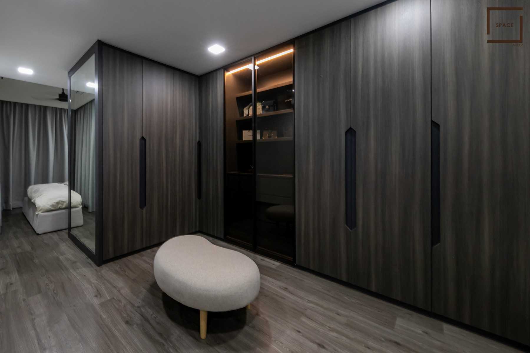 Modern Bedroom with Vinyl Flooring and Ceiling Light