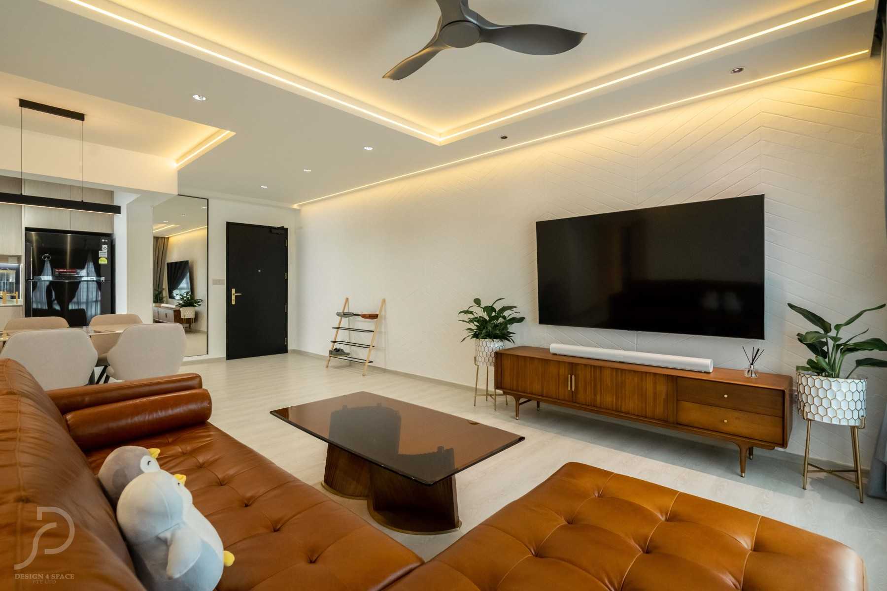 Modern Living Room with Vinyl Flooring and TV Console