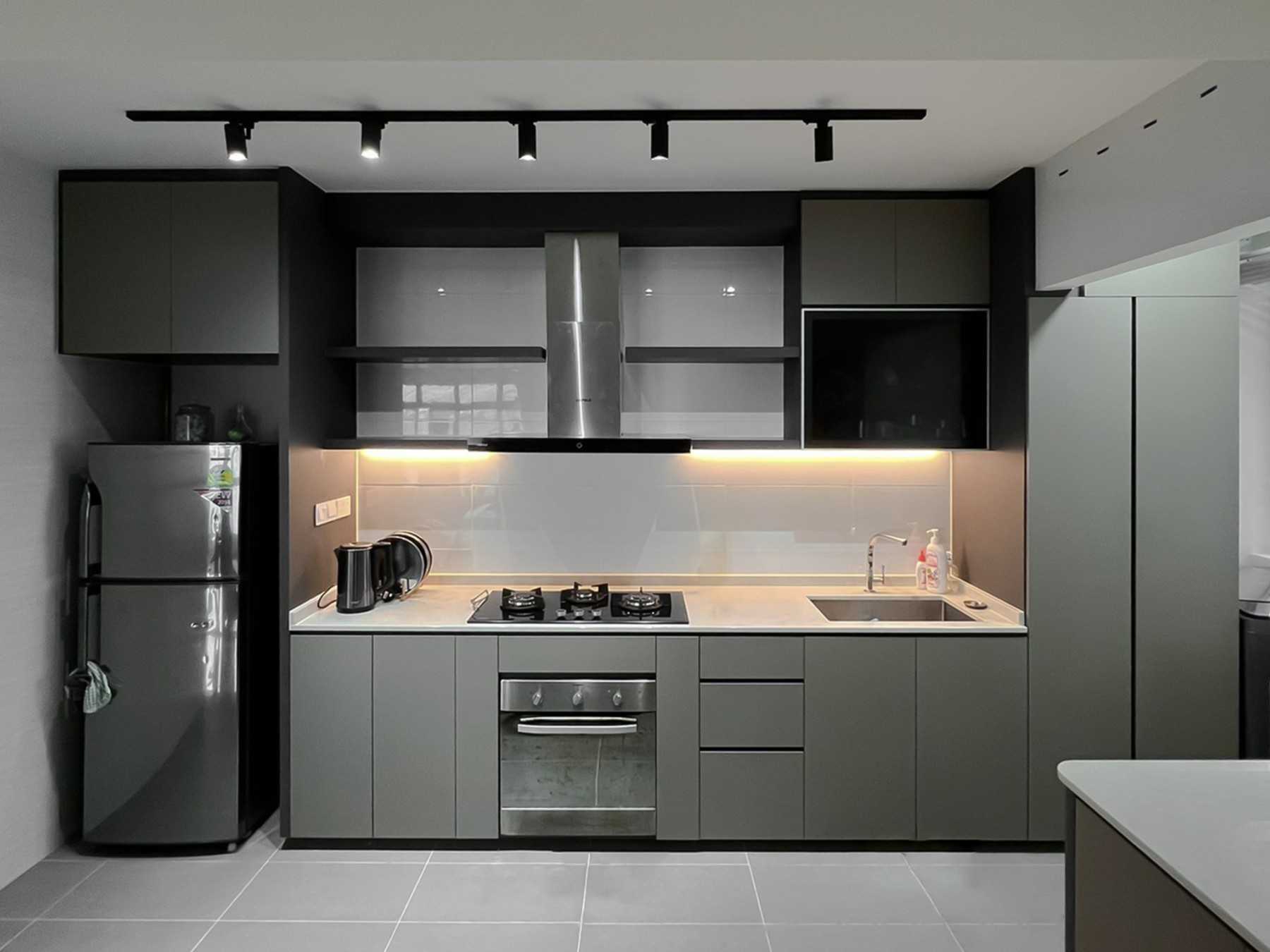 Modern Kitchen with Countertop and Kitchen Window