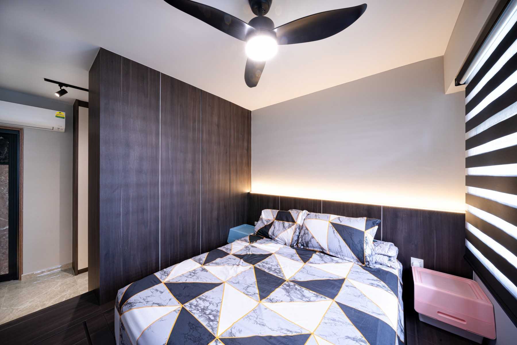 Contemporary Bedroom with Platform Bed and Wardrobe