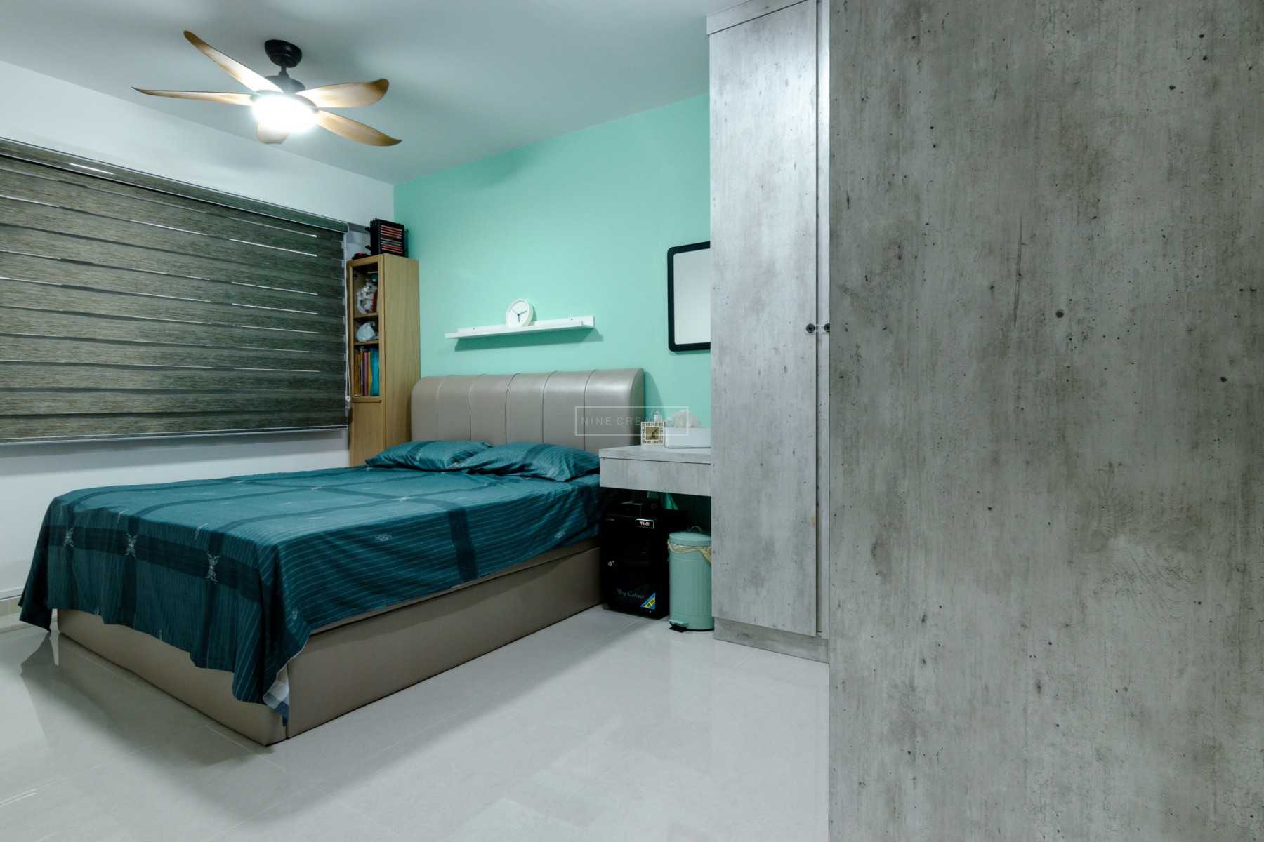 Eclectic Bedroom with Bookshelf and Wardrobe