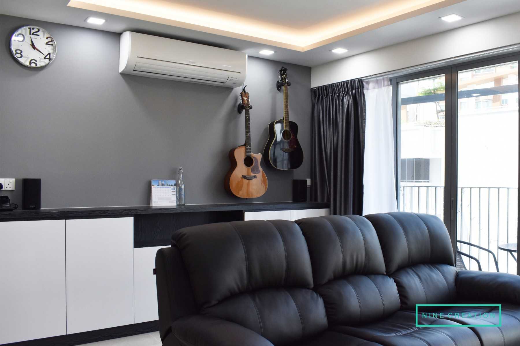Contemporary Living Room with Bookshelf and Sofa