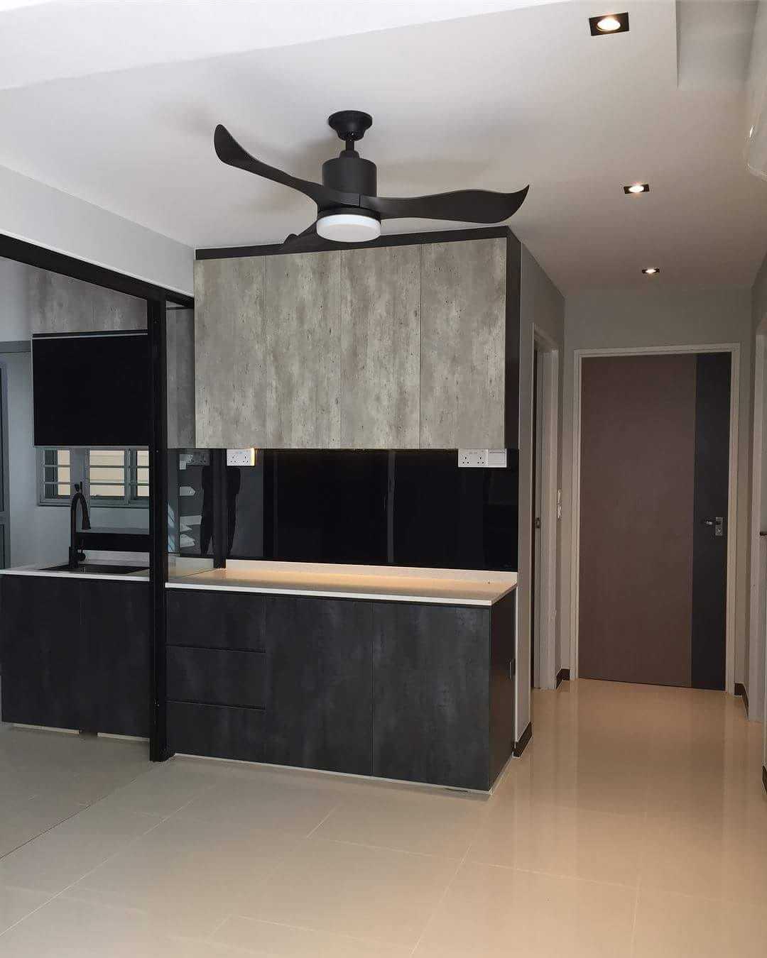 Industrial Kitchen with Countertop and Homogeneous Tiles