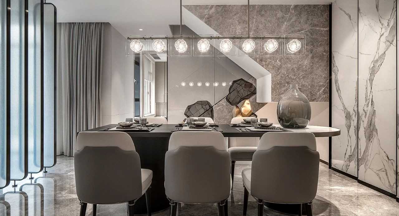 Contemporary Living Room with Homogeneous Tiles and Feature Wall