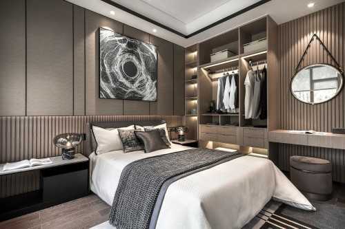 Contemporary Bedroom at Condo @ Stevens