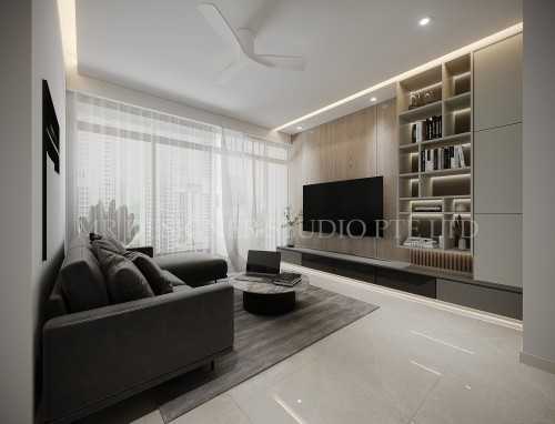 Contemporary Living Room at seletar greenwich condo