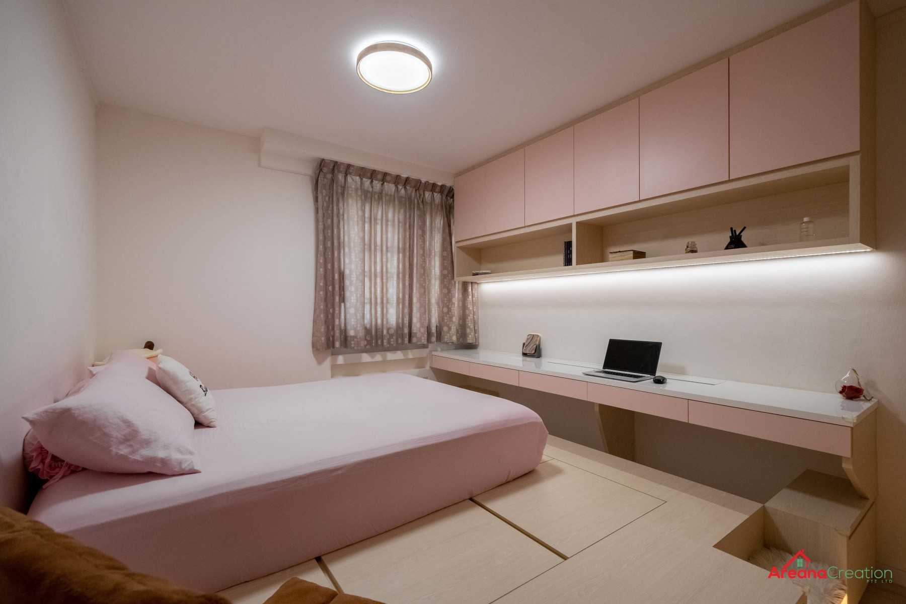 Contemporary Bedroom with Bookshelf and Wardrobe