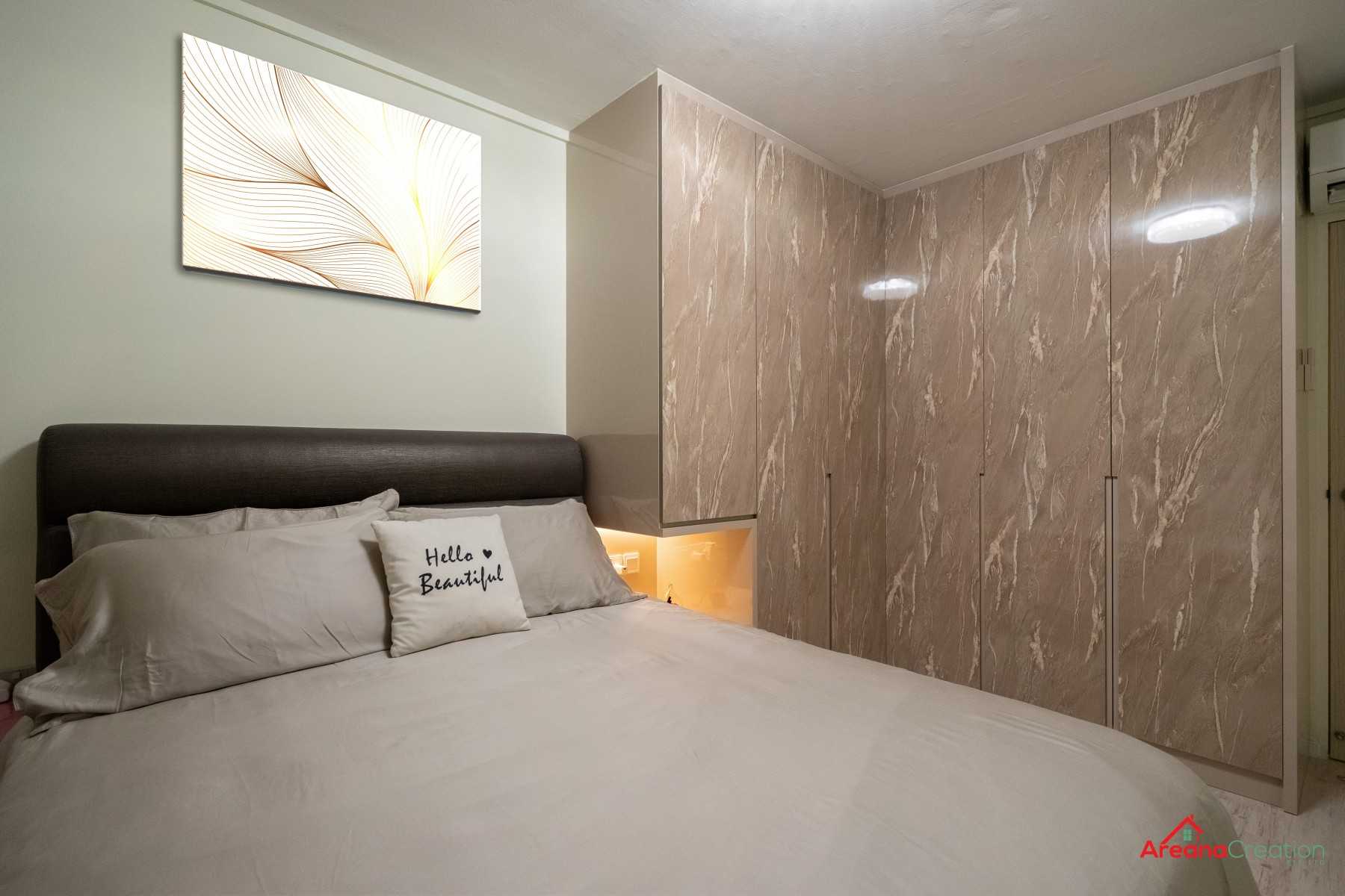 Contemporary Bedroom with Cove Lighting and Wardrobe