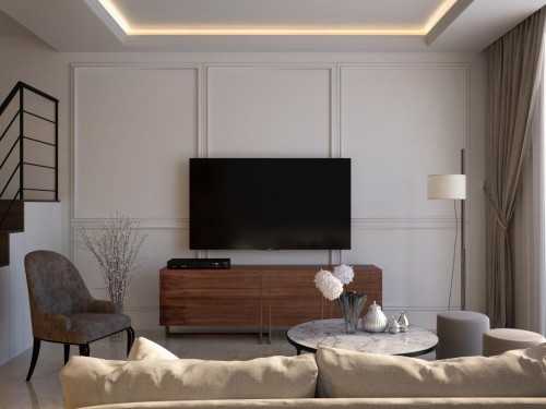 Contemporary Living Room at Illustration Drawings for a Landed House at Jalan Tari Payong