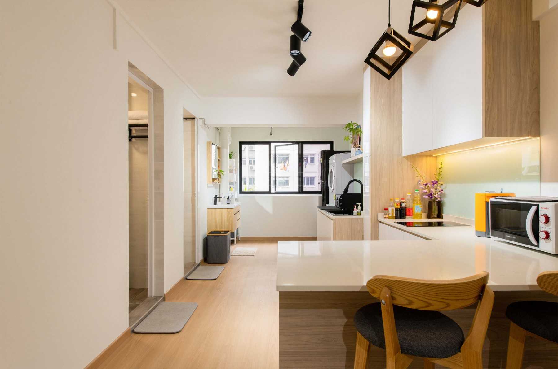 Scandinavian Kitchen with Countertop and Kitchen Island