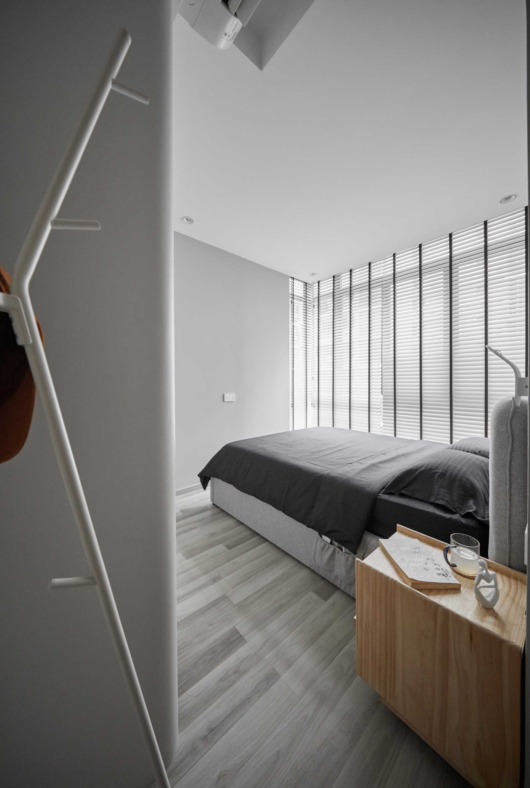 Scandinavian Bedroom with Bedside Table and Queen Bed