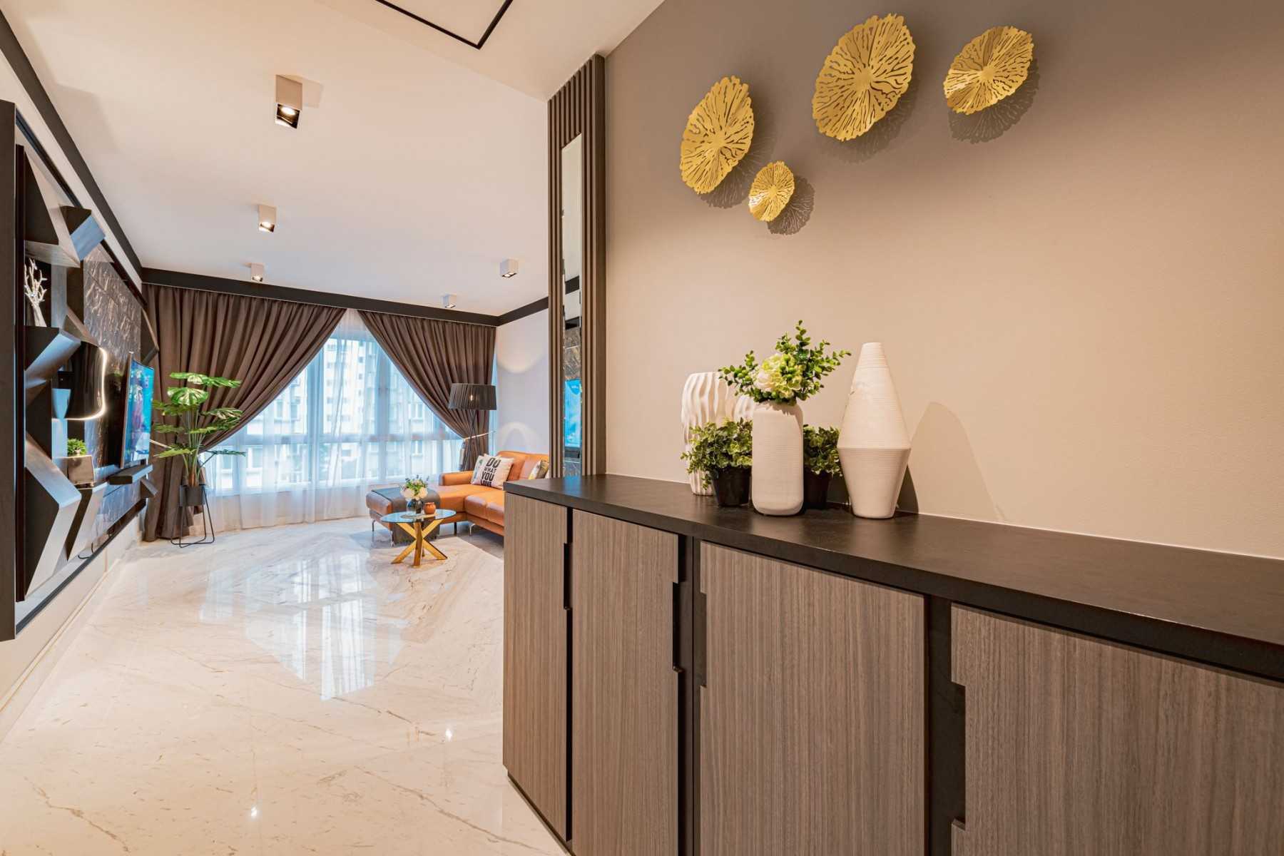 Modern Living Room with Marble Floor and Coffee Table