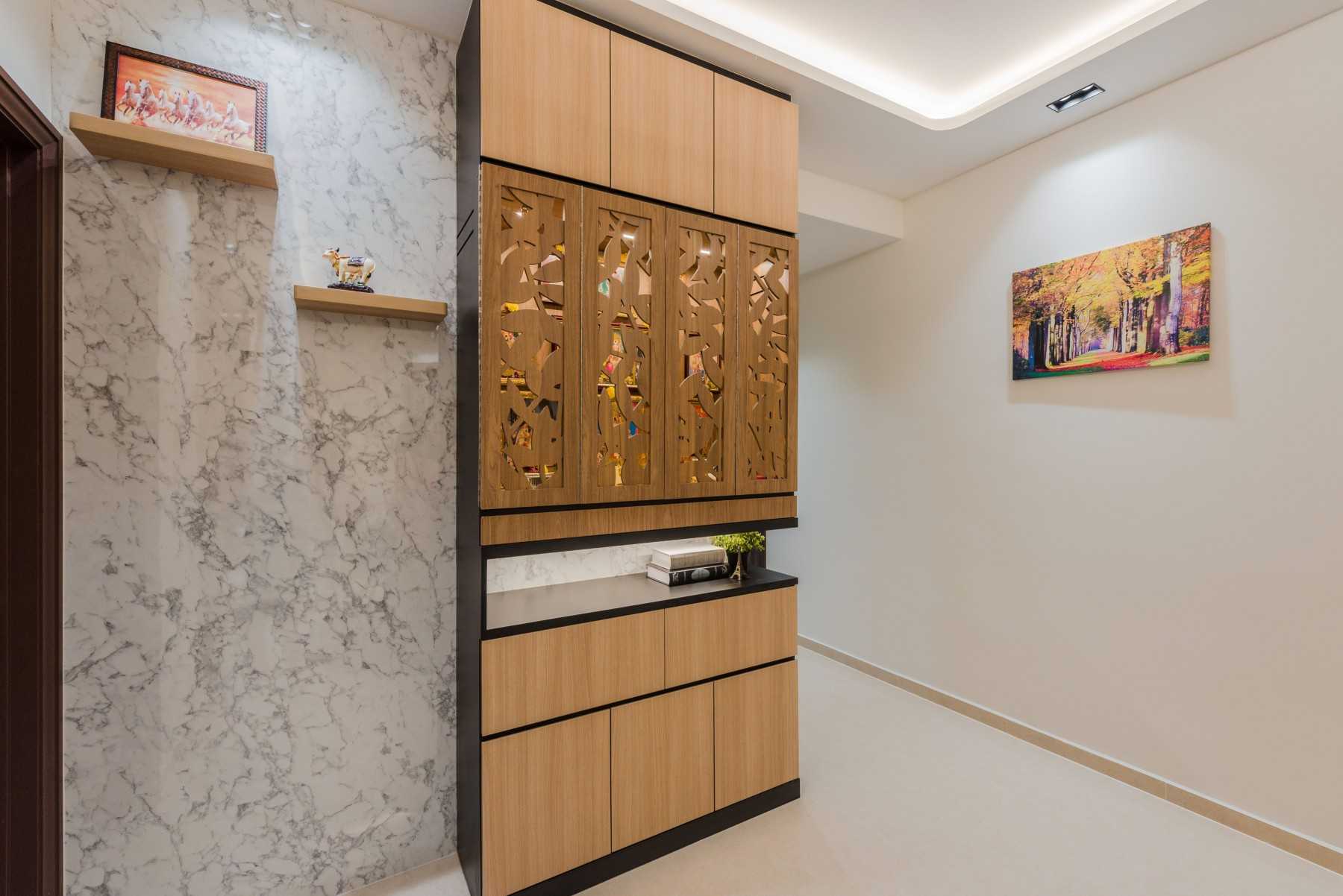 Contemporary Living Room with Drop Ceiling and Display Cabinets