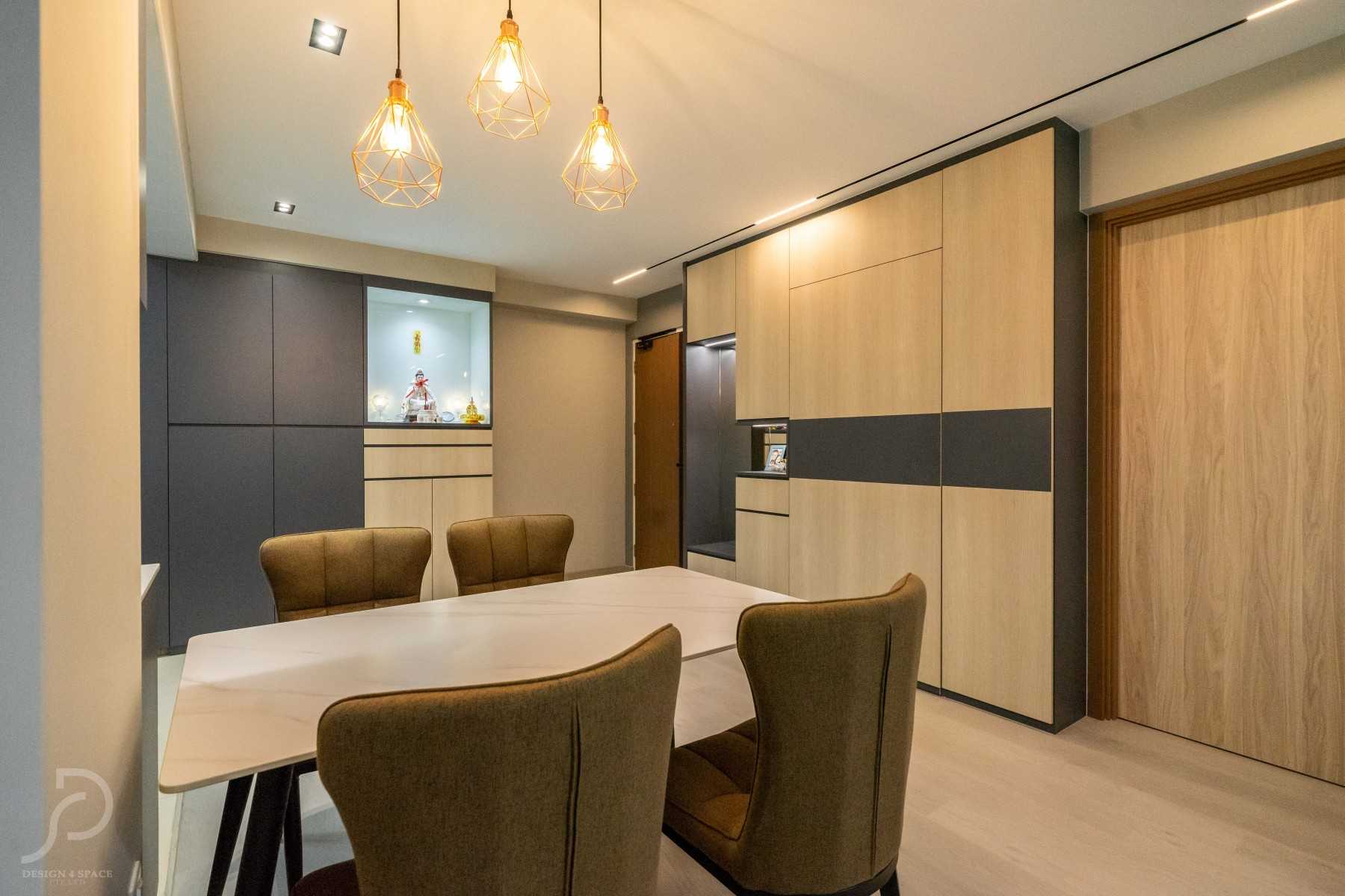 Contemporary Dining Room with Drop Light and Cove Lighting