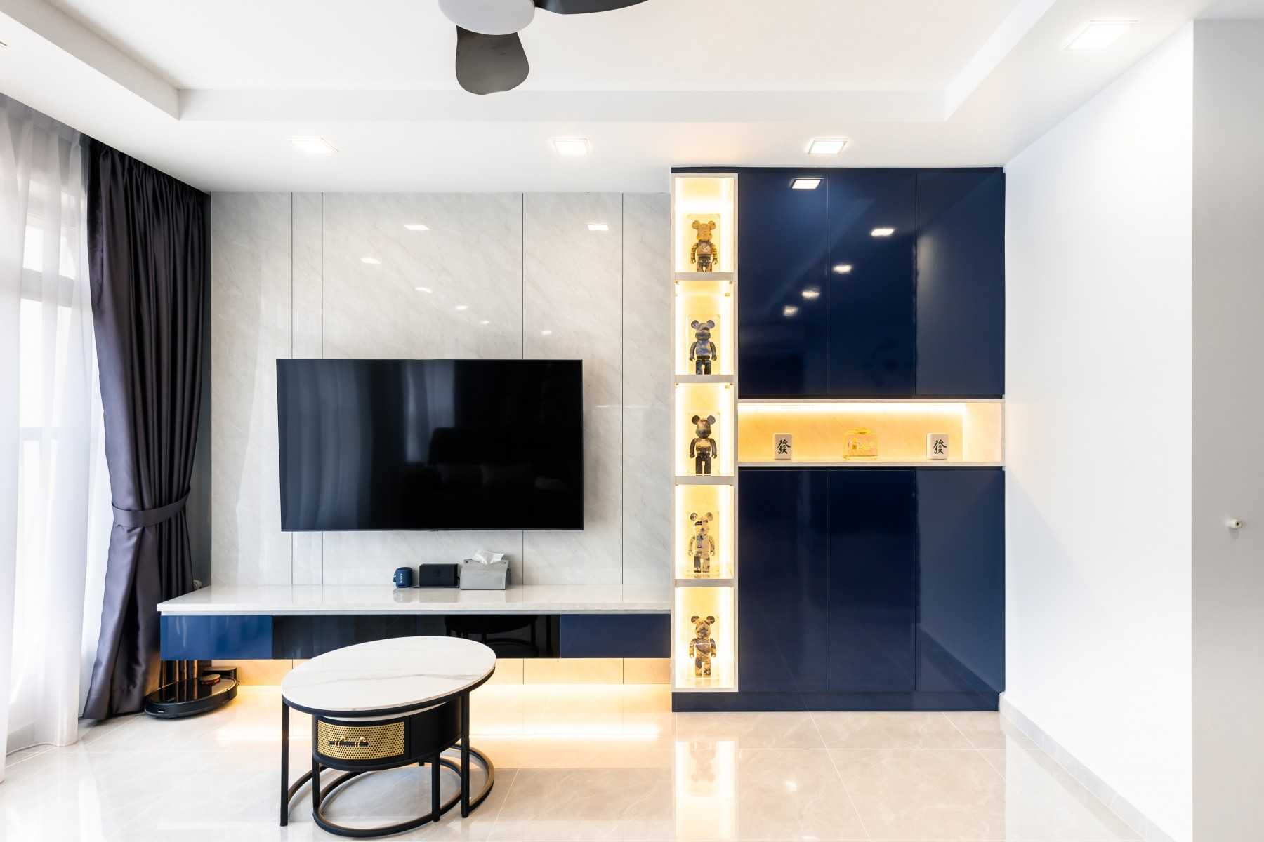 Modern Living Room with TV Console and Feature Wall
