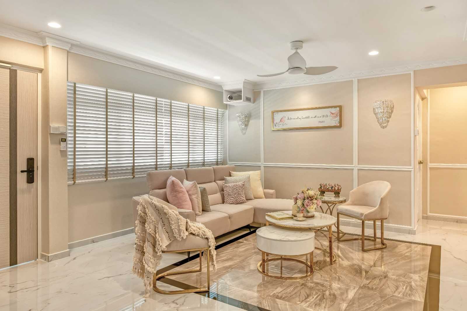 Contemporary Living Room with Settee and Countertop