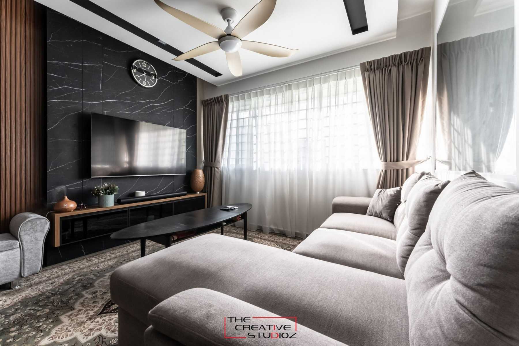 Modern Living Room with TV Console and Feature Wall