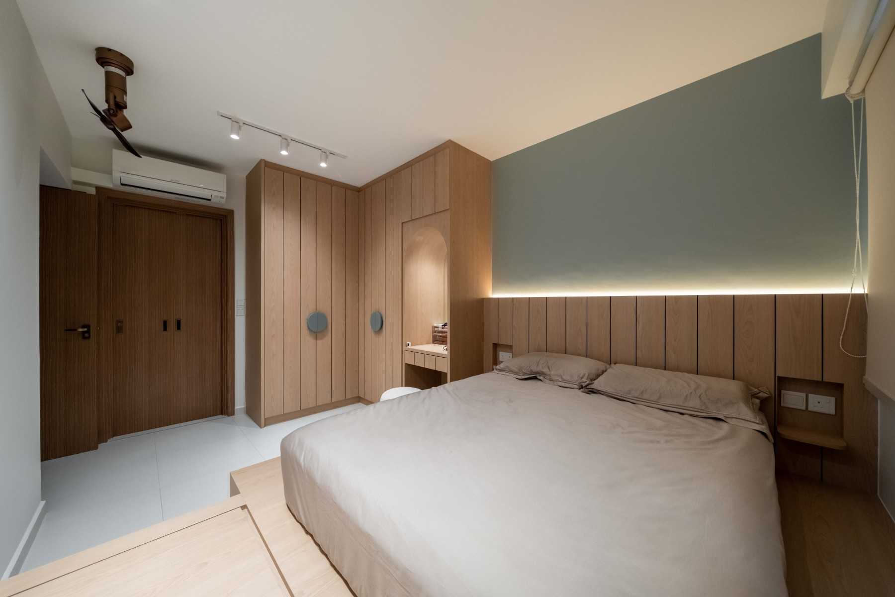 Scandinavian Bedroom with Wardrobe and Built-in Bed