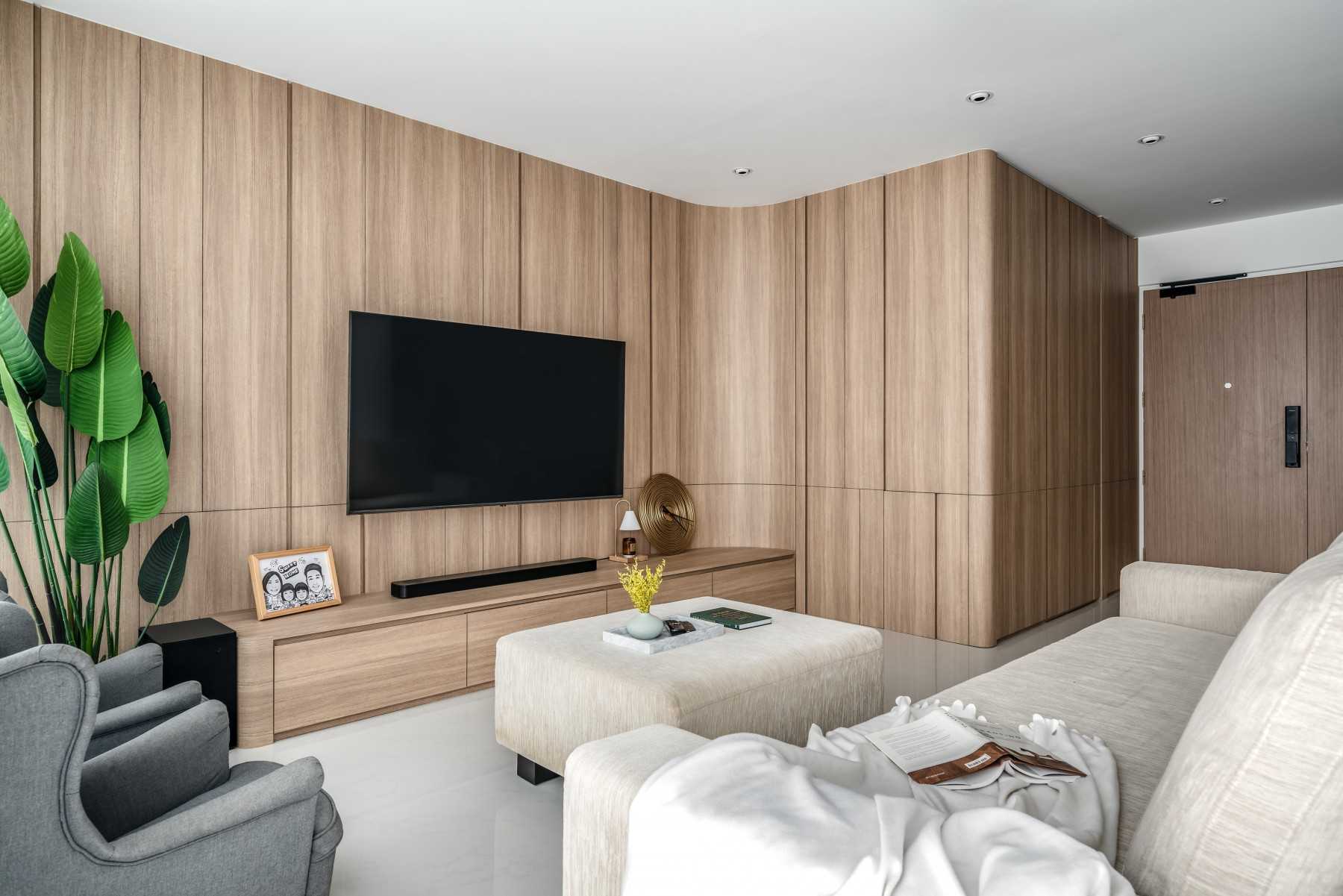 Scandinavian Living Room with TV Console and Sofa