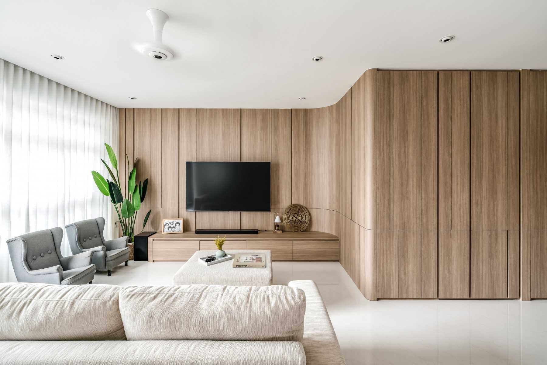 Scandinavian Living Room with TV Console and Sofa