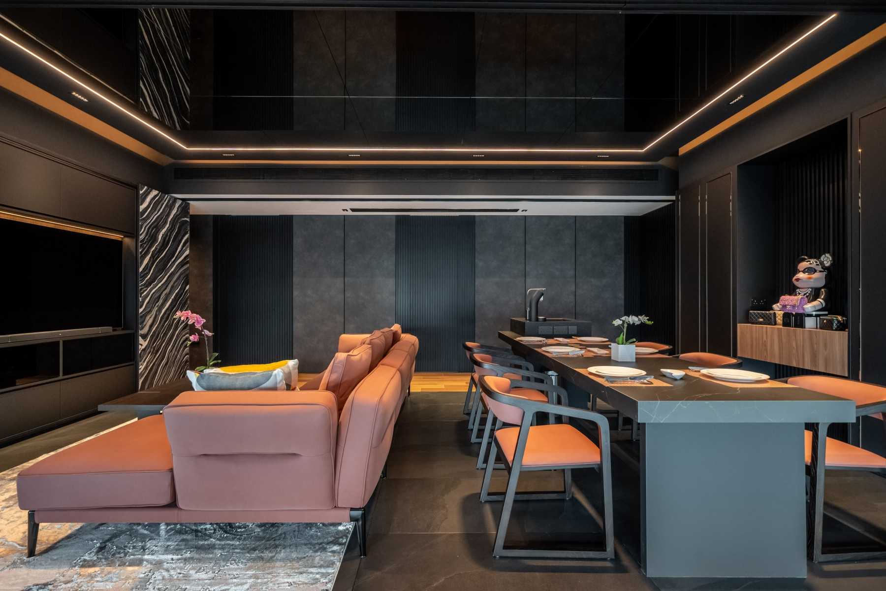 Modern Living Room with TV Console and Sofa