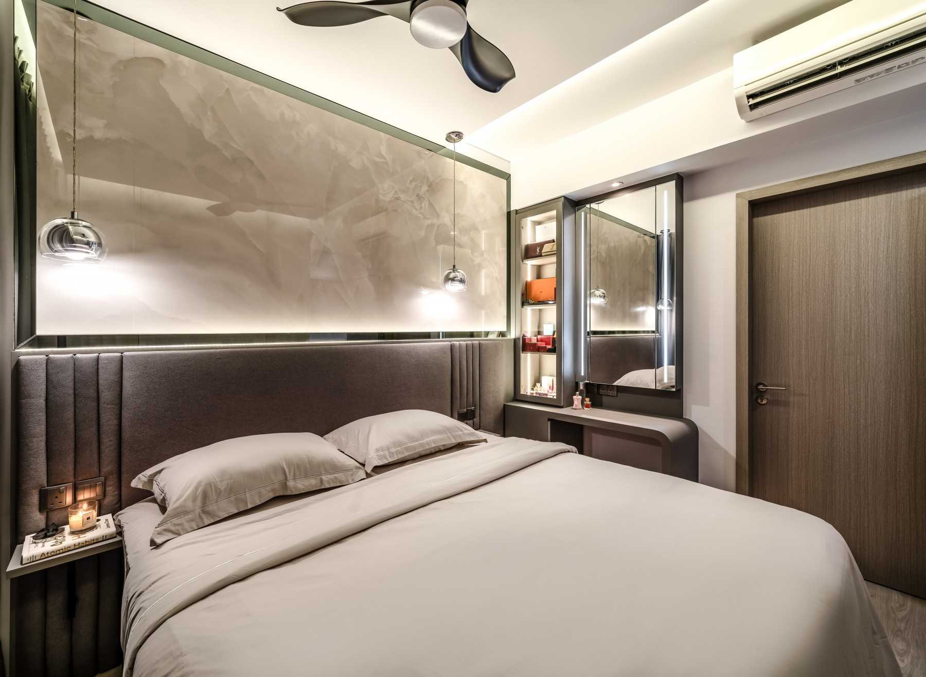 Modern Bedroom with Ceiling Light and Bedroom Dresser