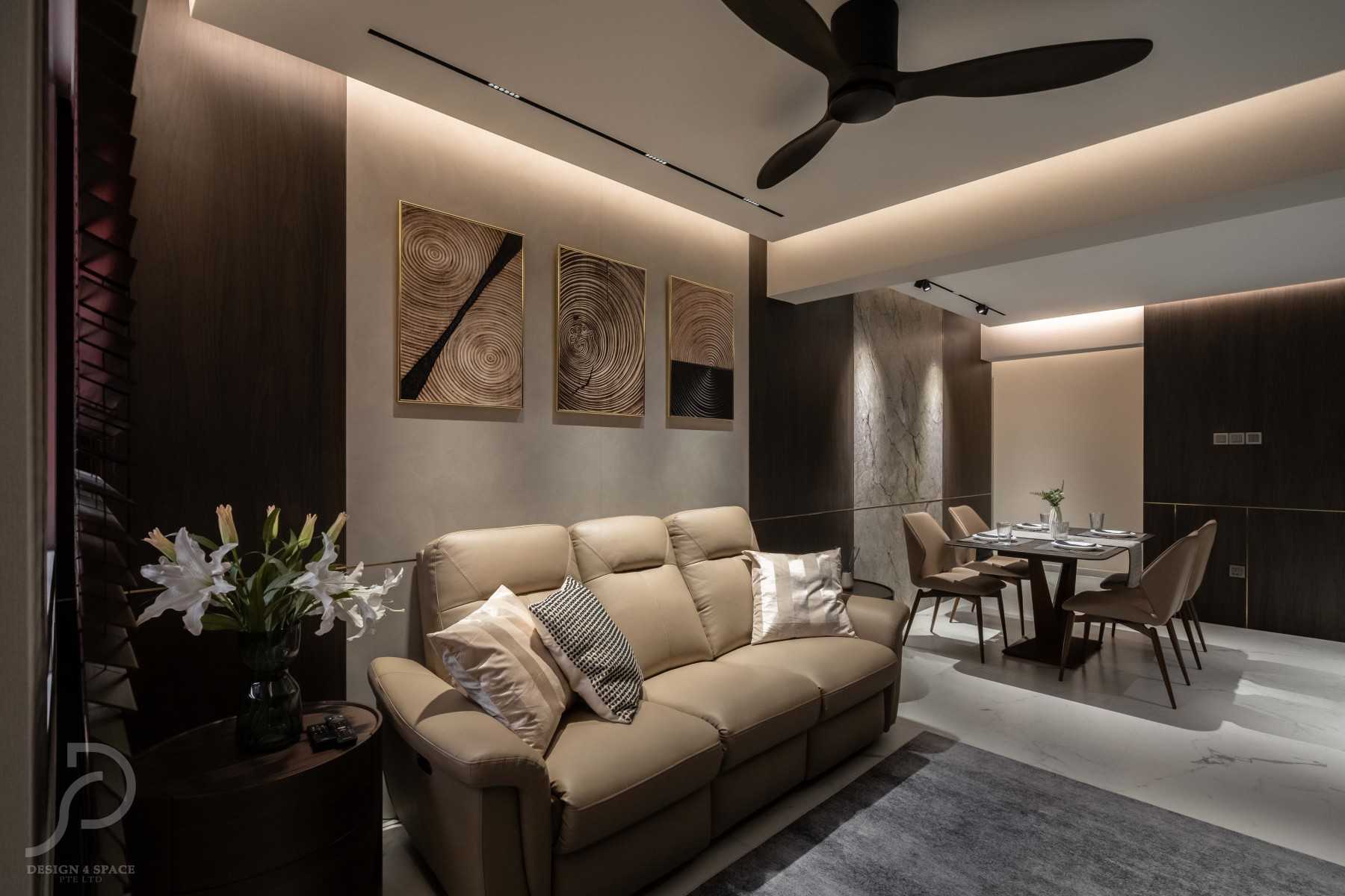 Modern Living Room with TV Console and Paintings